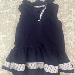 Tommy Hilfiger Navy Blue Sleeveless Polka Dot Trim Dress